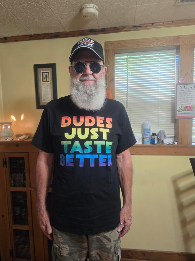 The Queer Hermit in His dudes shirt